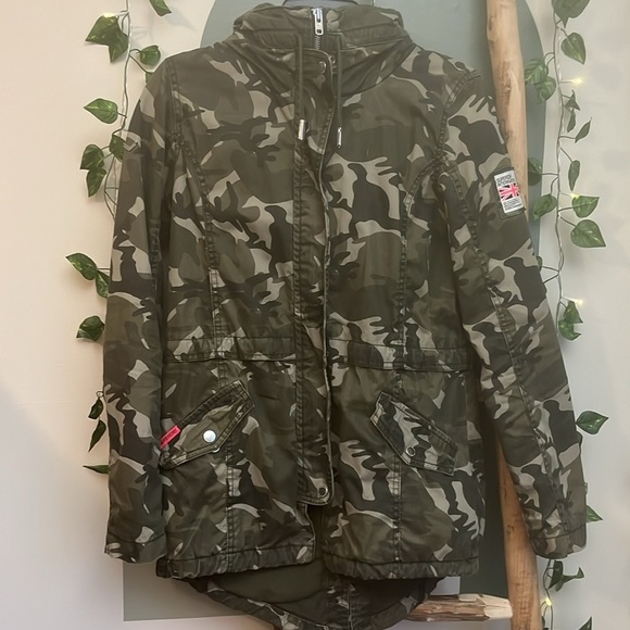 SUPERDRY THE ROOKIE MILITARY JACKET PARKA CAMOUFLAGE ADJUSTABLE GREEN XS - Picture 5 of 17